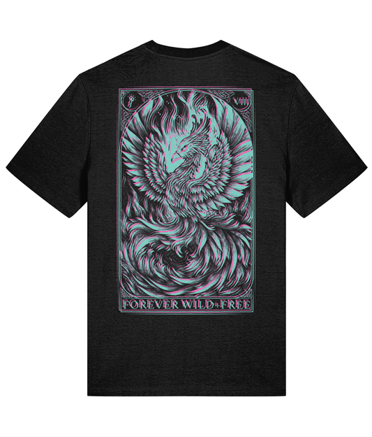 Phoenix Black T-Shirt with Blue and Pink 3D Effect Artwork