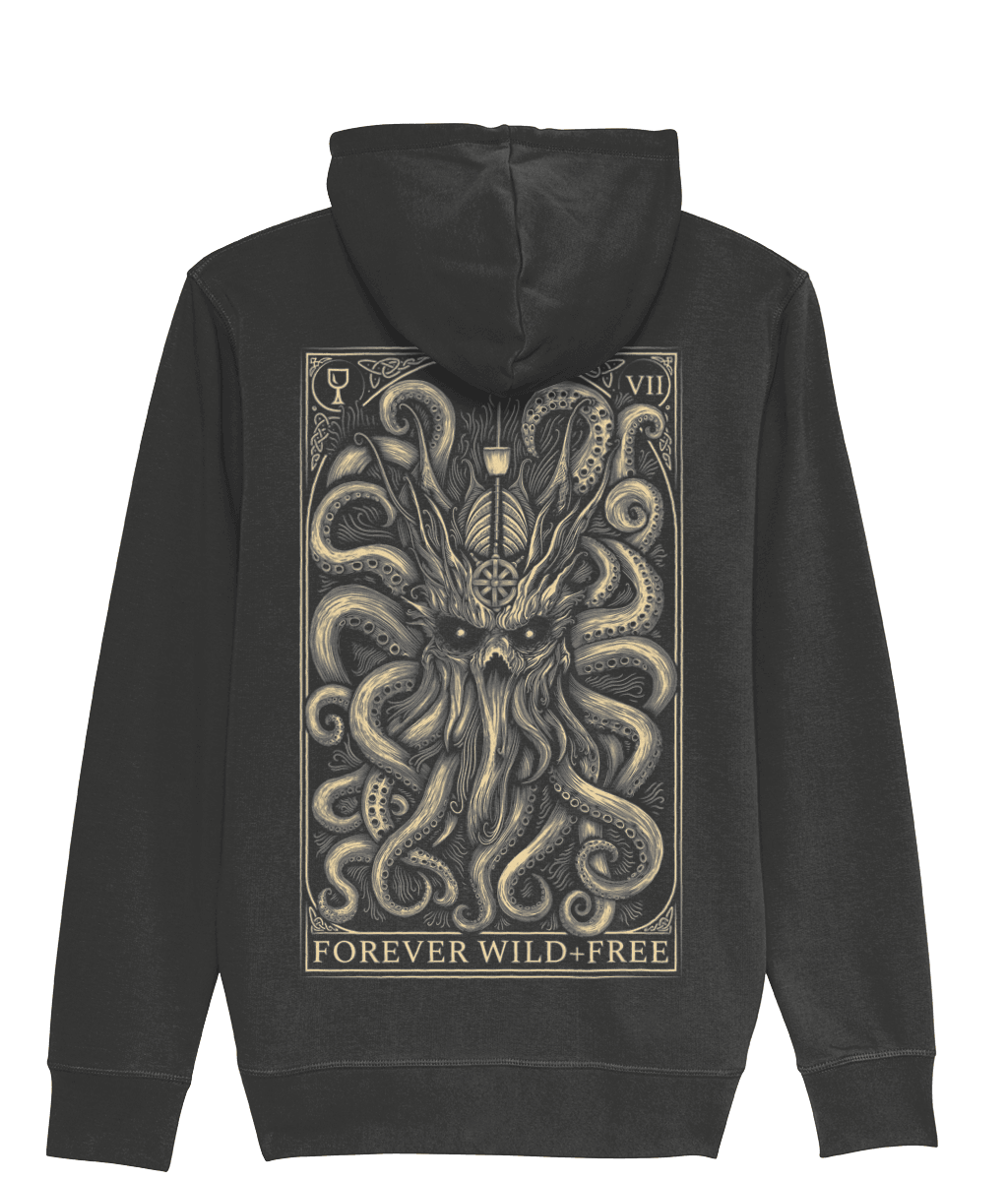 The Decorated Kraken Zipped Hoodie - Wild and Free Occult Art and Clothing