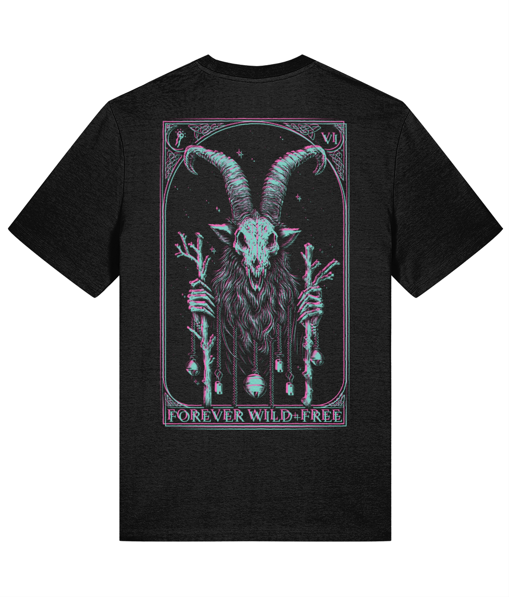 Krampus Black T-Shirt with Blue and Pink 3D Effect Artwork