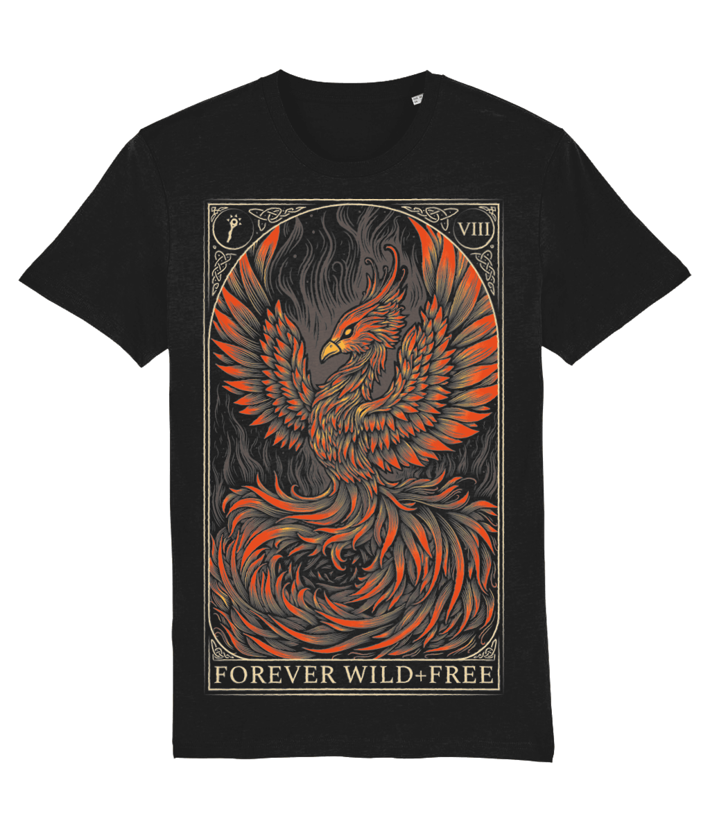 Phoenix Rebirth in Colour Front Print T-Shirt - Wild and Free Occult Art and Clothing