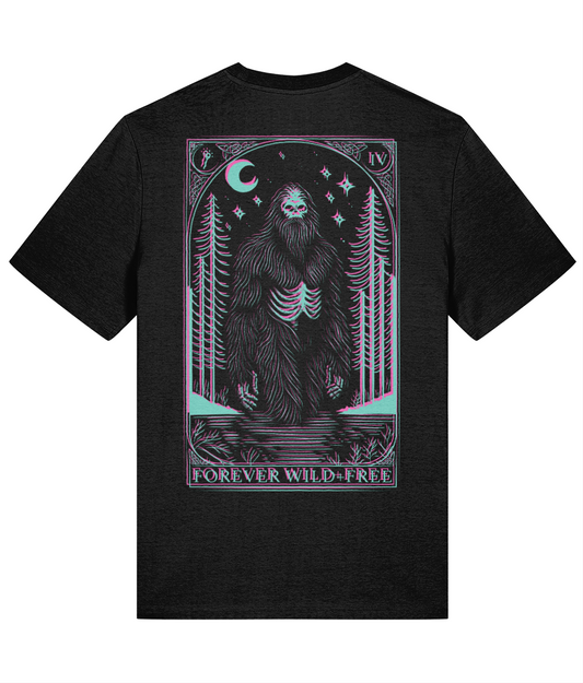 Bigfoot Black T-Shirt with Blue and Pink 3D Effect Artwork