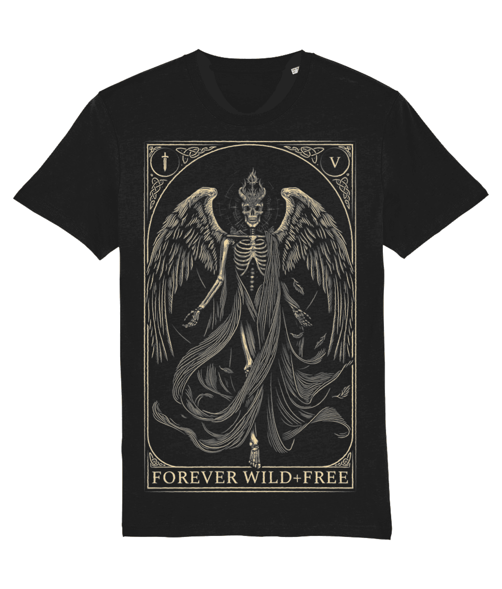 The Fallen Tarot Style Unisex Black T-Shirt - Wild and Free Occult Art and Clothing