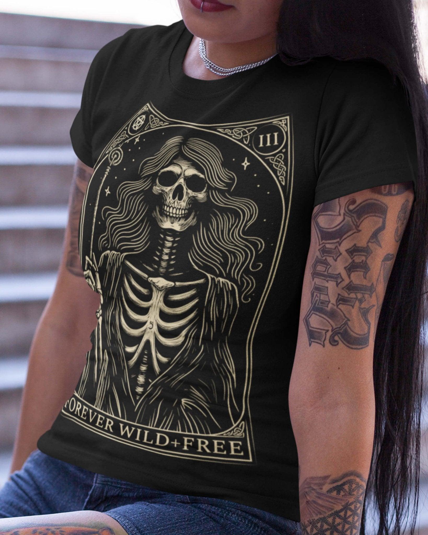 Enchantment of the Witch Tarot Style Unisex Black T - Shirt - Wild and Free Occult Art and Clothing