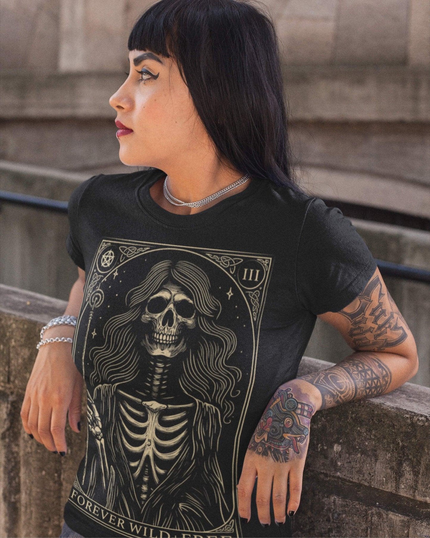 Enchantment of the Witch Tarot Style Unisex Black T - Shirt - Wild and Free Occult Art and Clothing