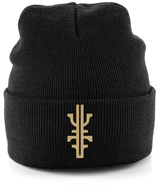 Black Cuffed Beanie with Embroidered Logo