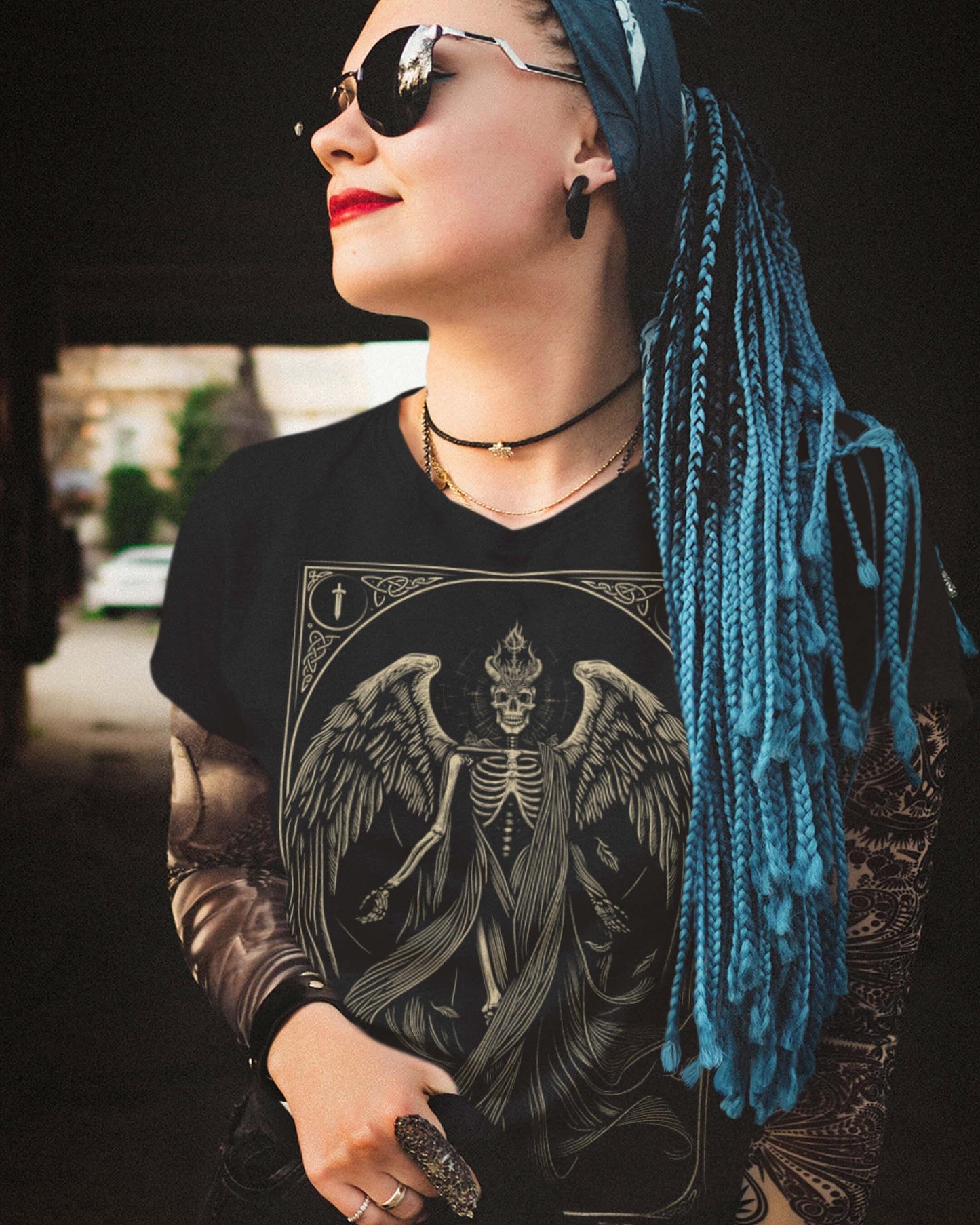 The Fallen Tarot Style Unisex Black T-Shirt - Wild and Free Occult Art and Clothing