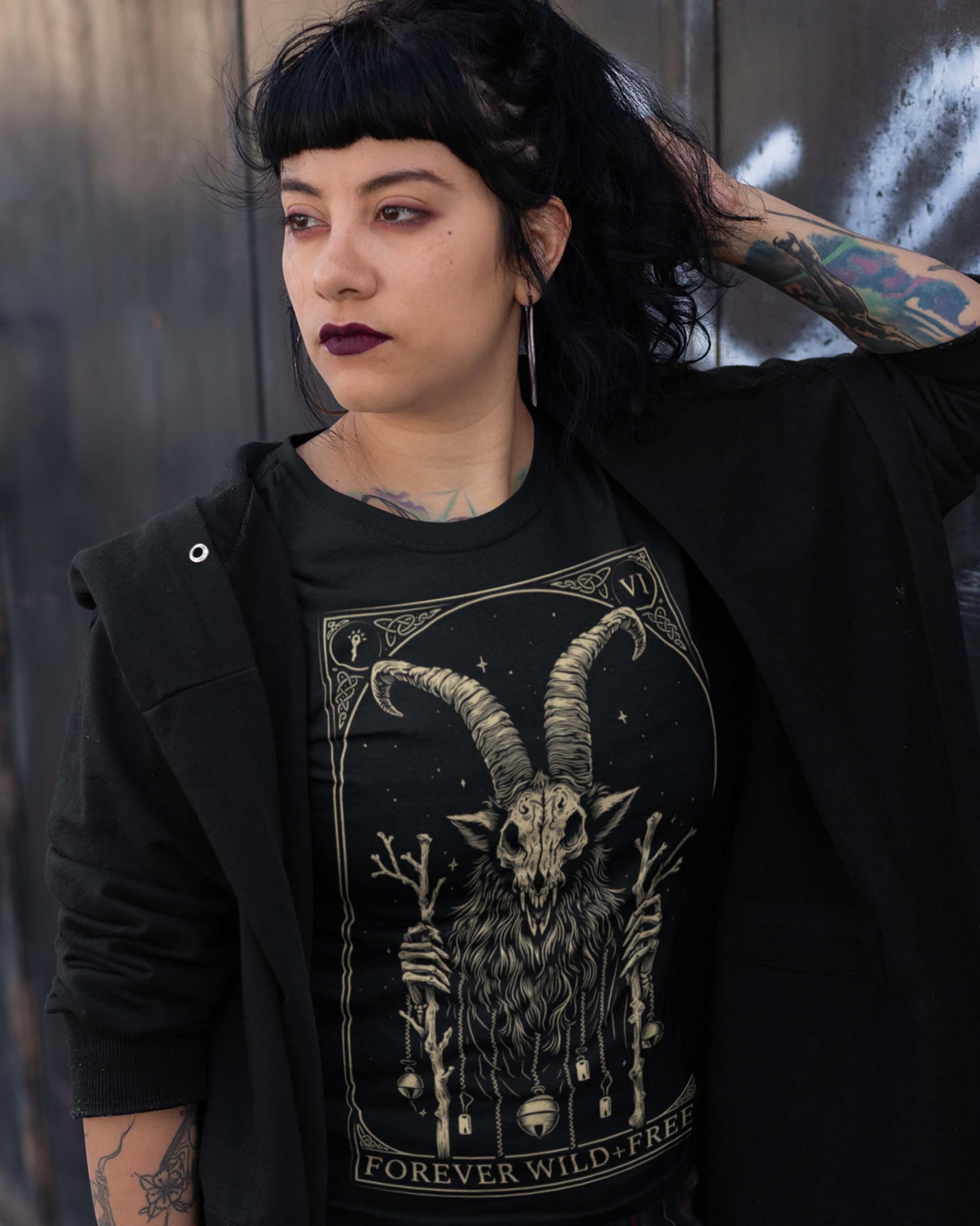 Krampus Tarot Style Unisex Black T-Shirt - Wild and Free Occult Art and Clothing