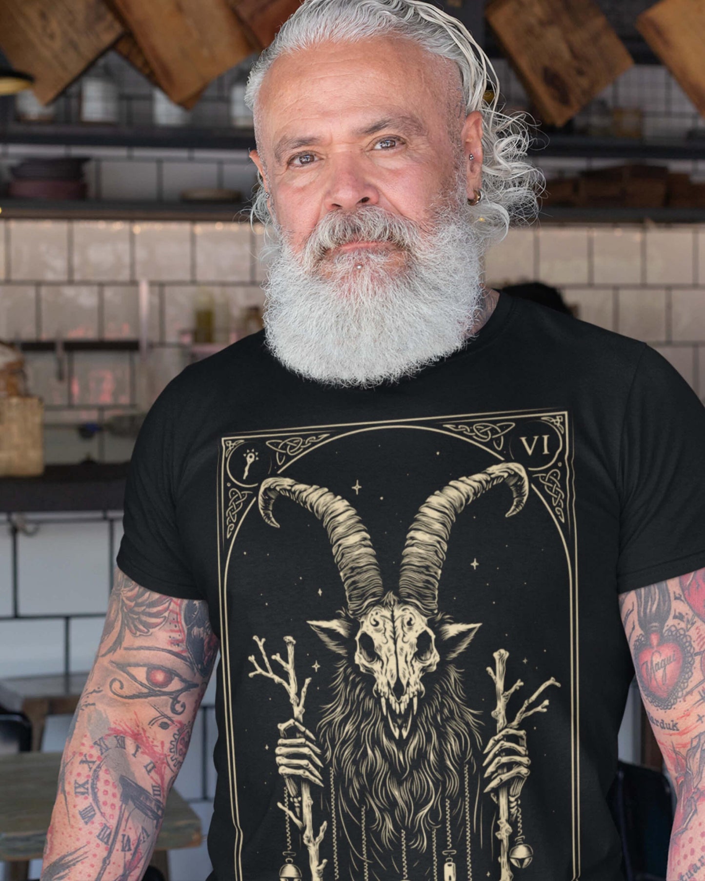 Krampus Tarot Style Unisex Black T-Shirt - Wild and Free Occult Art and Clothing