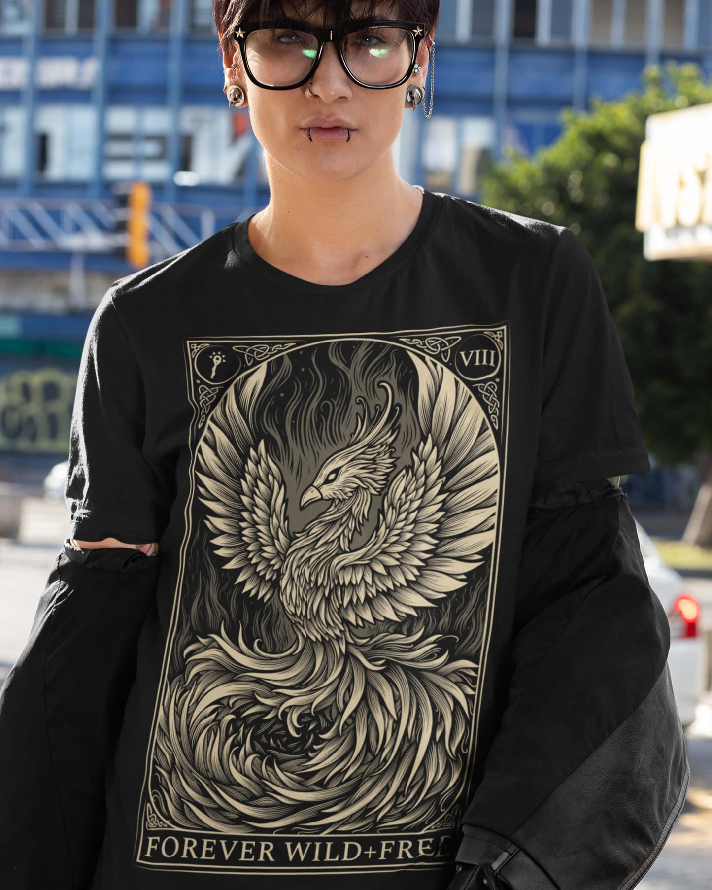 Phoenix Rebirth Front Print Black T-Shirt - Wild and Free Occult Art and Clothing