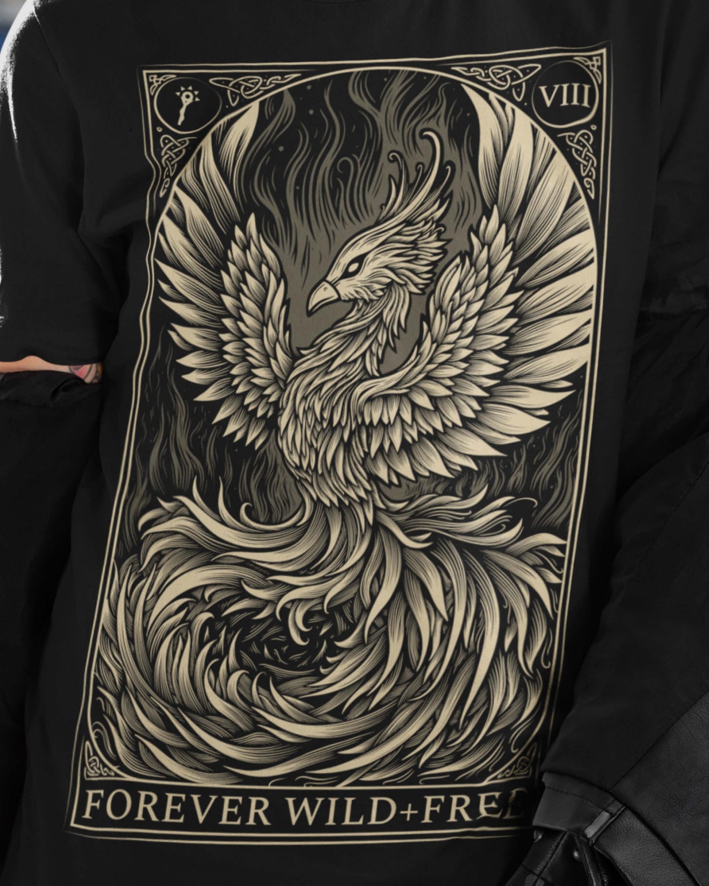 Phoenix Rebirth Front Print Black T-Shirt - Wild and Free Occult Art and Clothing