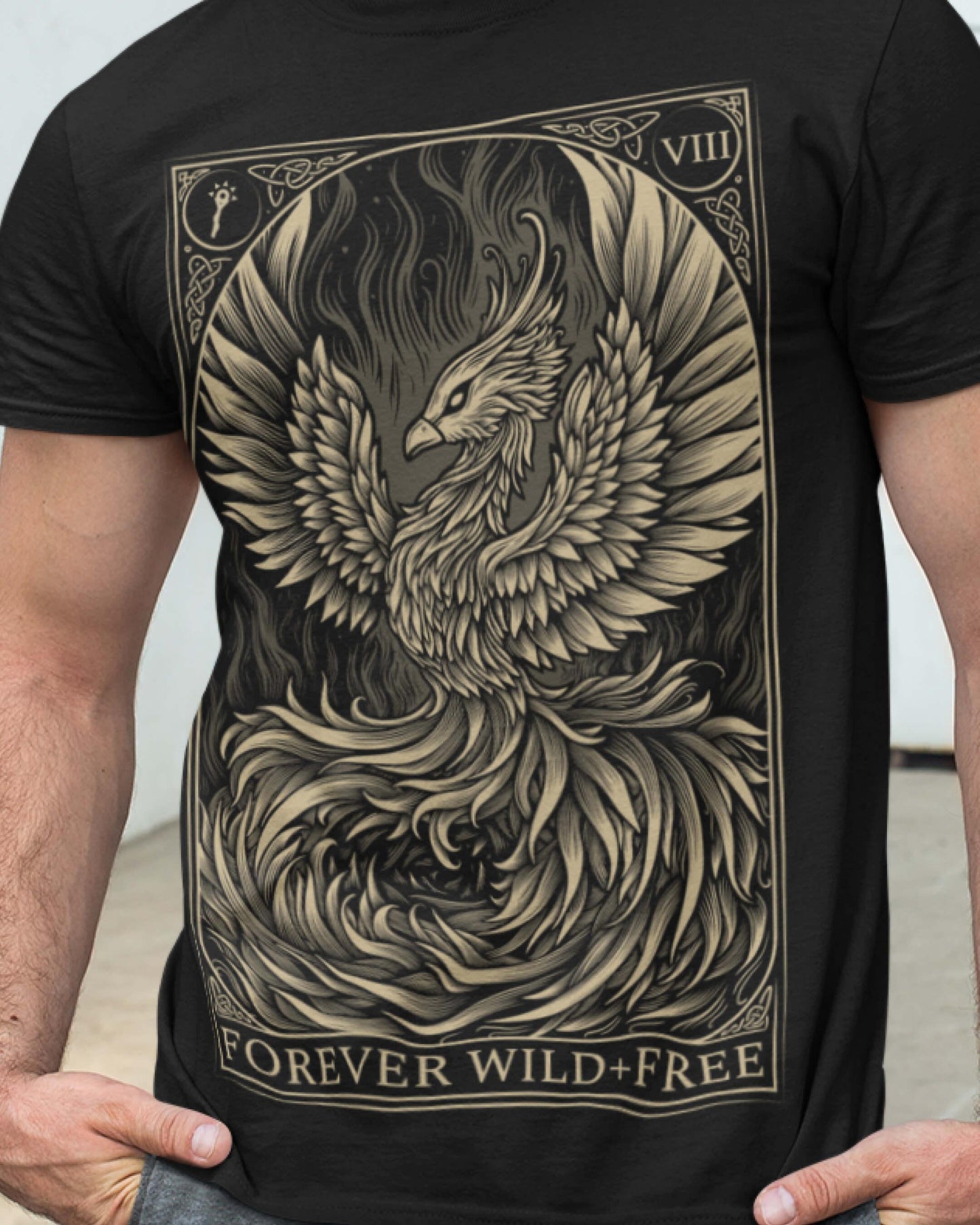 Phoenix Rebirth Front Print Black T-Shirt - Wild and Free Occult Art and Clothing