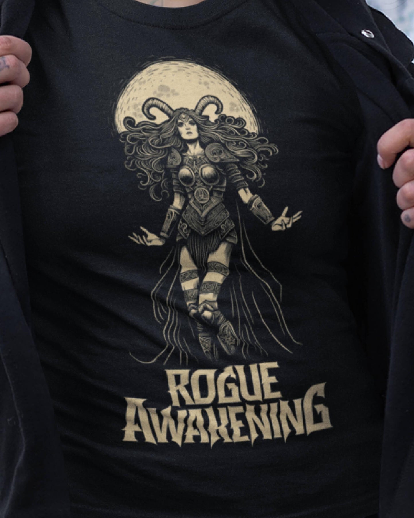 Rogue Awakening Band T Shirt - The Goddess - Wild and Free Occult Art and Clothing