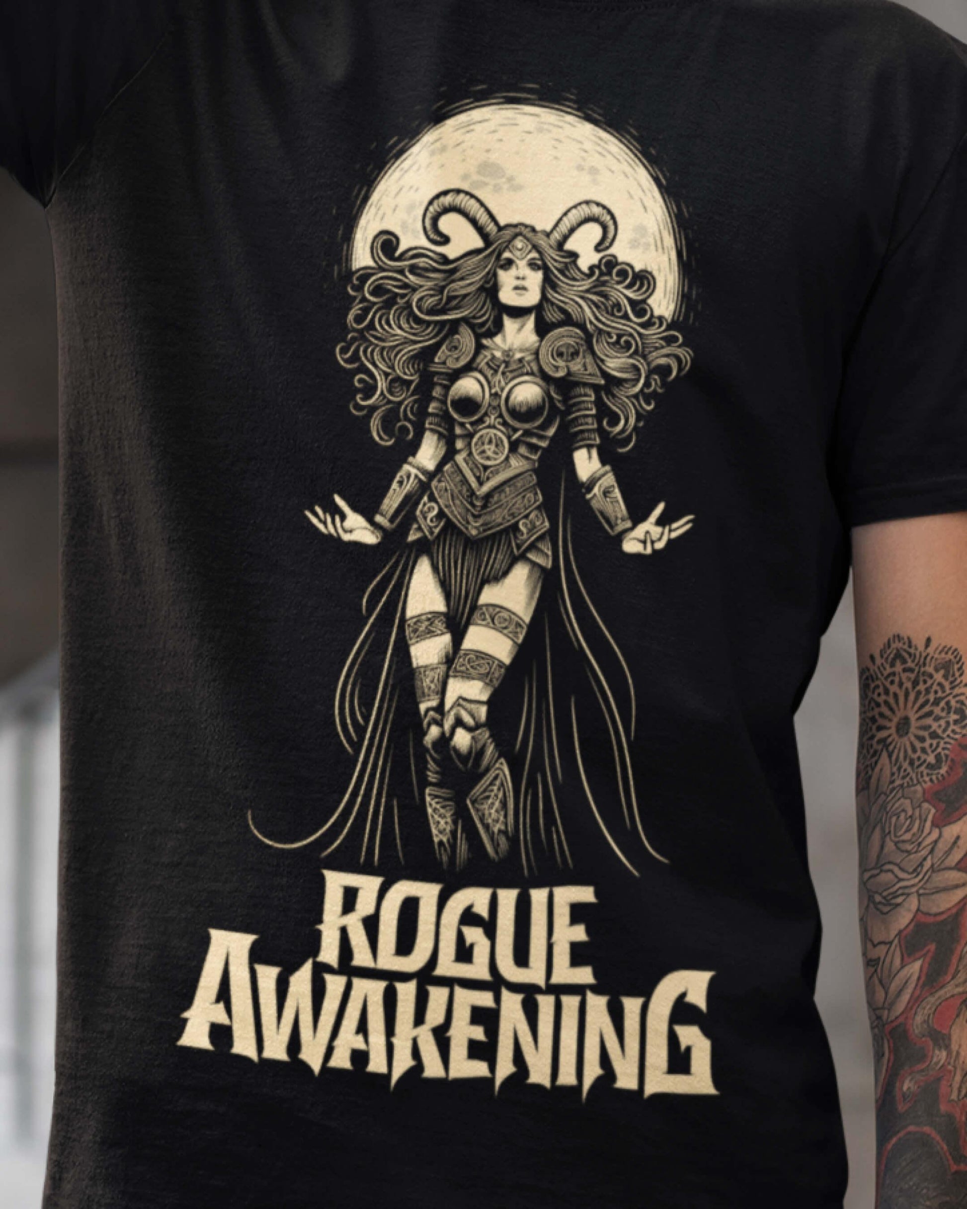 Rogue Awakening Band T Shirt - The Goddess - Wild and Free Occult Art and Clothing