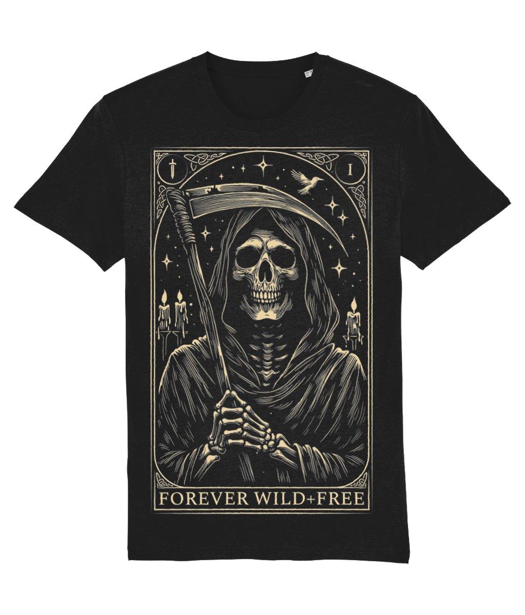 Embrace the Reaper Tarot Style Unisex Black T-Shirt - Wild and Free Occult Art and Clothing