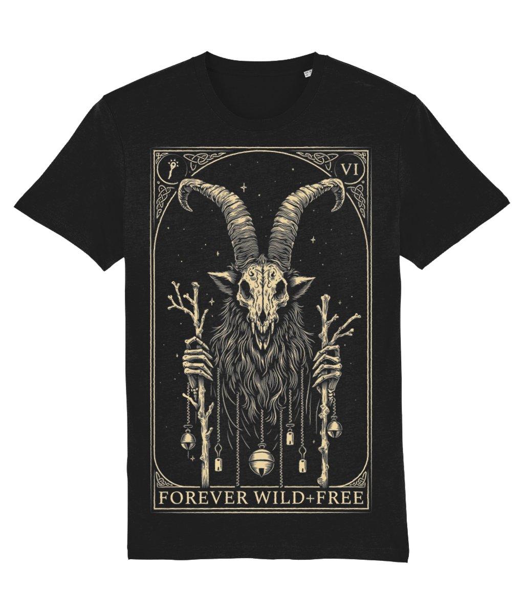 Krampus Tarot Style Unisex Black T-Shirt - Wild and Free Occult Art and Clothing